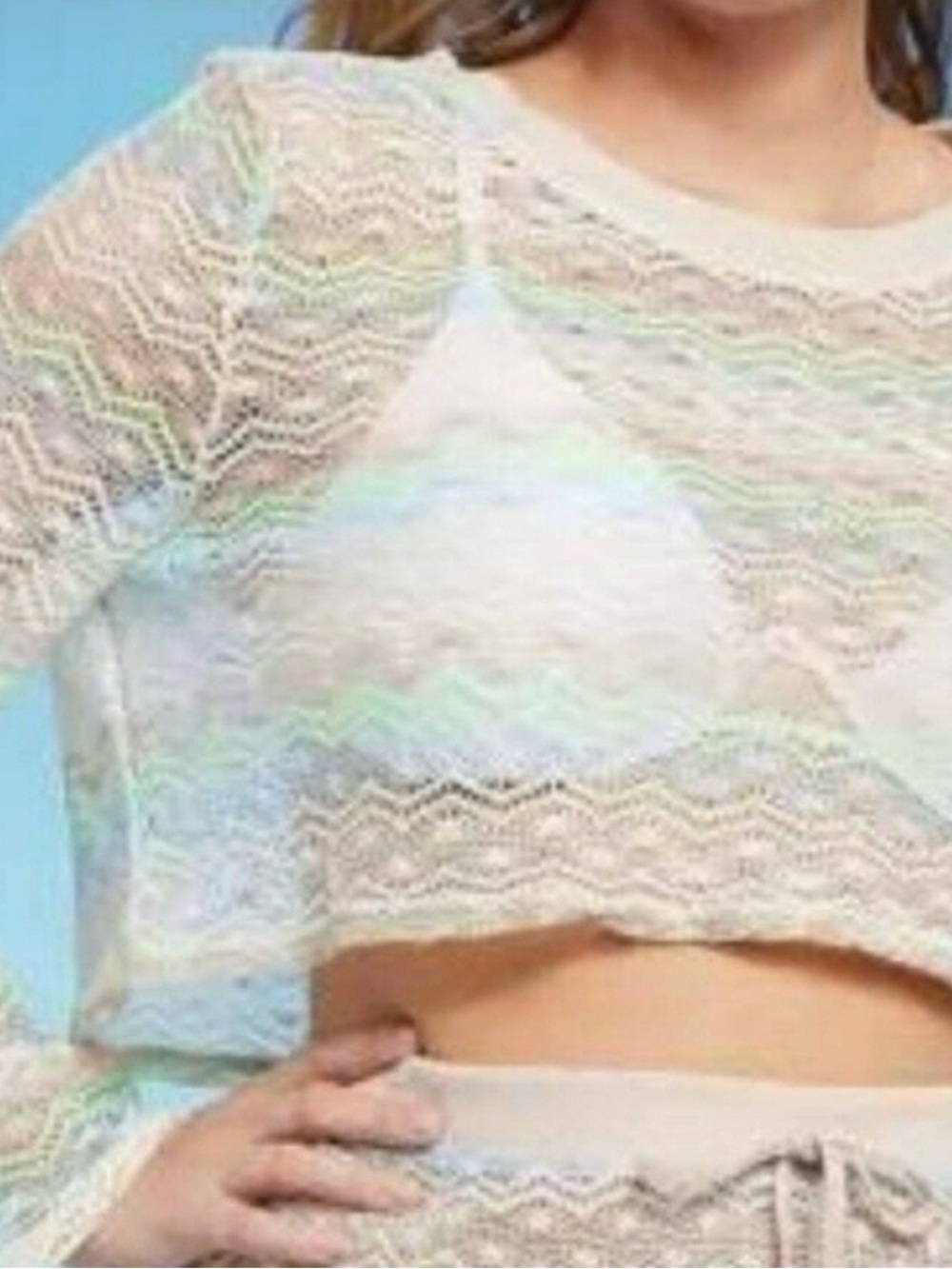 Wild Fable Multicolored Knit Top Long Flared Sleeves Stripe Chevron Pattern
